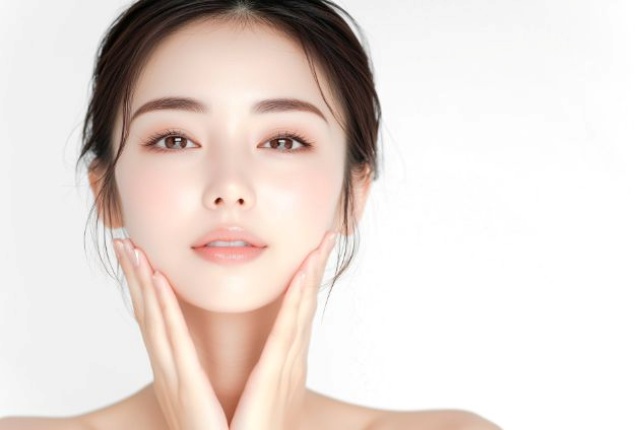手で顔に触れる女性
